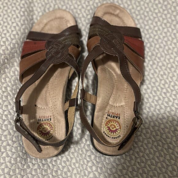 Earth Spirit Leather Sandals Womens 8 Multi Color Comfort Walking Strappy Shoes - Picture 5 of 15